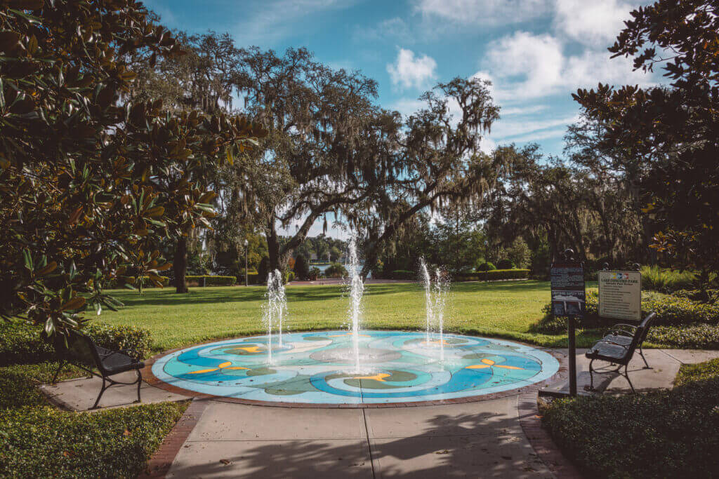 Interactive water play area in the city of Casselberry Florida.